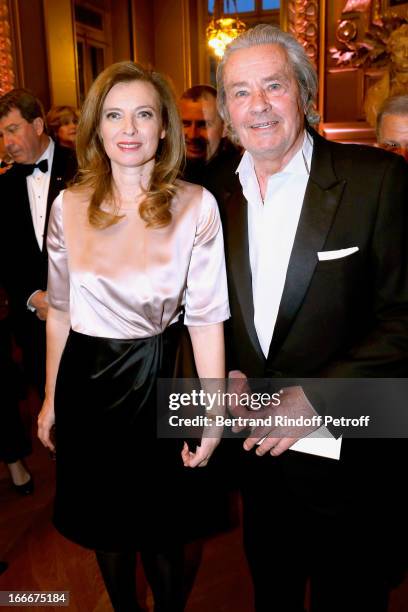 Valerie Trierweiler and Alain Delon attend Tricentenary of the French dance school, AROP Gala, at Opera Garnier on April 15, 2013 in Paris, France.