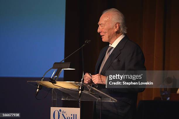 Honoree Christopher Plummer accepts an award onstage at the 13th annual Monte Cristo Awards at The Edison Ballroom on April 15, 2013 in New York City.