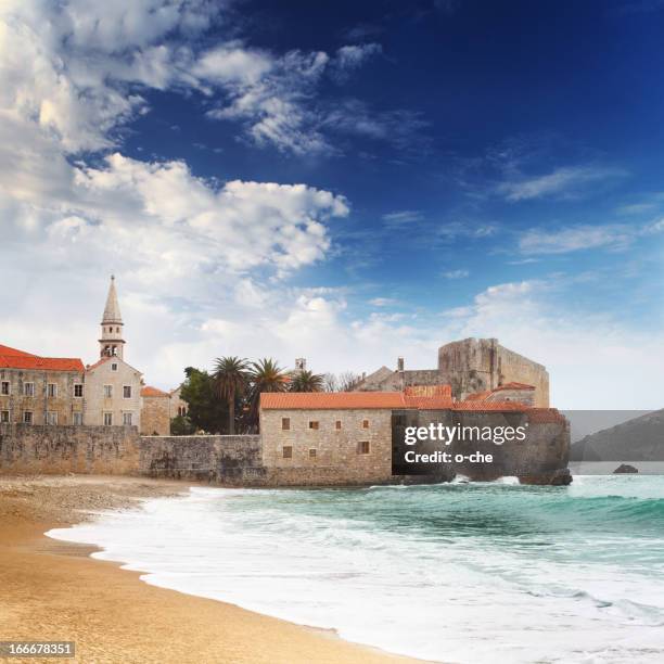 town on adriatic coast - budva stock pictures, royalty-free photos & images