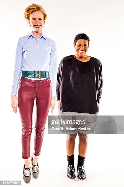 a young guy and girl on a white backdrop - tall women stock pictures, royalty-free photos & images