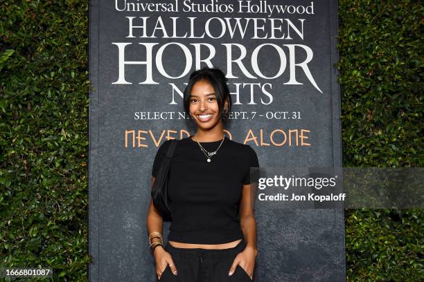 Natalia Bryant attends the Opening Night Celebration of Halloween Horror Nights at Universal Studios Hollywood on September 07, 2023 in Universal...