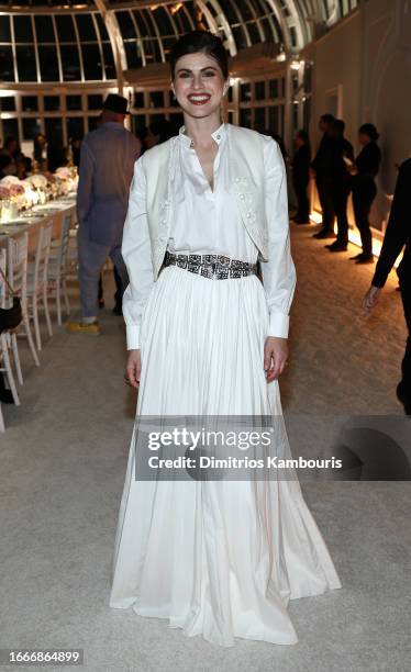 Alexandra Daddario attends as Dior and Jean-Michel Othoniel Present J'adore As Seen By Jean-Michel Othoniel at Brooklyn Botanic Gardens on September...