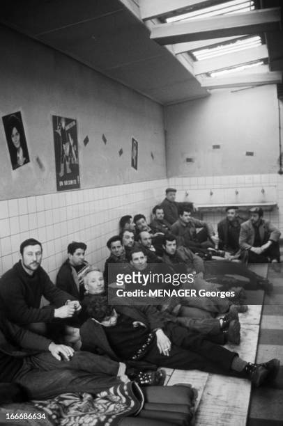 Strike Of Iron Miners In Lorraine. En France, en mars 1967, à Metz, en Lorraine, les mineurs de fer sont en grève et occupent leur lieu de travail....
