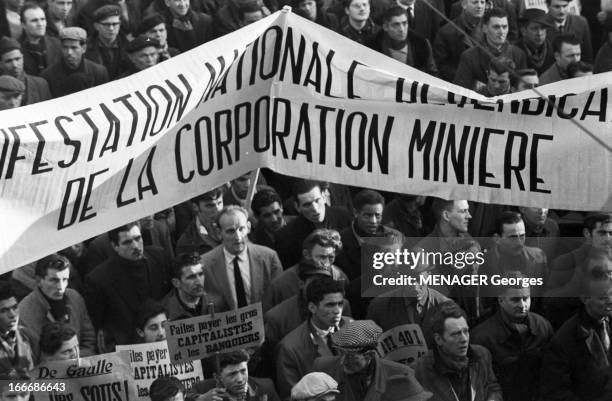 Strike Of French Miners In Nord Pas De Calais In 1963. Le 05 mars 1963, les mineurs français travaillant dans les Houillères du Nord-Pas-de-Calais...