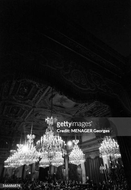 Press Conference Of General Charles De Gaulle At The Elysee In September 1965. France, Paris, 9 septembre 1965, Au palais de l'Élysée, le général...