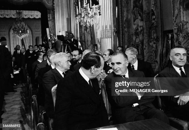 Press Conference Of General Charles De Gaulle At The Elysee In September 1965. France, Paris, 9 septembre 1965, Au palais de l'Élysée, le général...