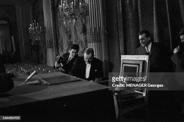 Press Conference Of General Charles De Gaulle At The Elysee In February 1965. France, Paris, 4 février 1965, Au palais de l'Élysée, le général...