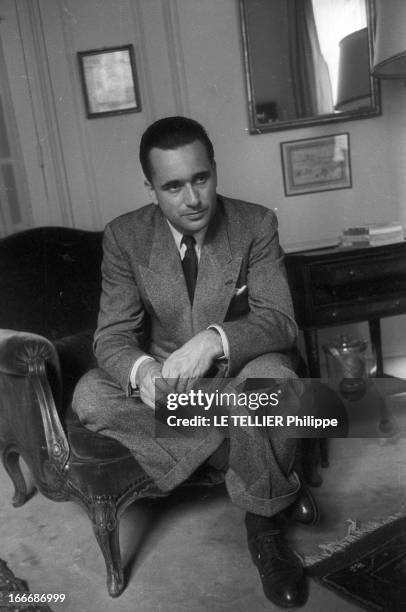 Rendezvous With Jacques Chaban Delmas-. France, 1954 --- Jacques CHABAN-DELMAS, 39 ans, ministre des Travaux publics, des Transports et du Tourisme,...