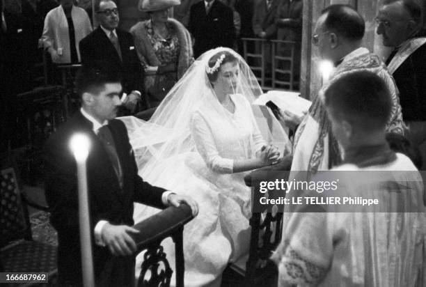 Close-Up Of Rene Coty, The Marriage Of His Granddaughter. France, le 12 juin 1956, la petite-fille du président COTY se marie : la cérémonie...