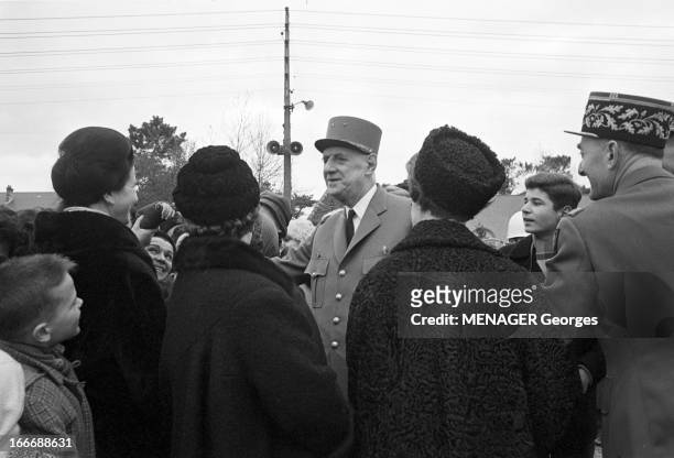 Charles De Gaulle At Naval School In Brest. Brest - 17 février 1965 - Lors d'une visite à l'école militaire navale, le général Charles DE GAULLE au...