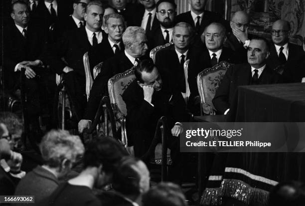 Press Conference Of General De Gaulle. France, 21 février 1966, le général Charles De Gaulle donne sa première conférence de presse de son second...