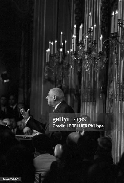 Press Conference Of General De Gaulle. France, 21 février 1966, le général Charles De GAULLE donne sa première conférence de presse de son second...