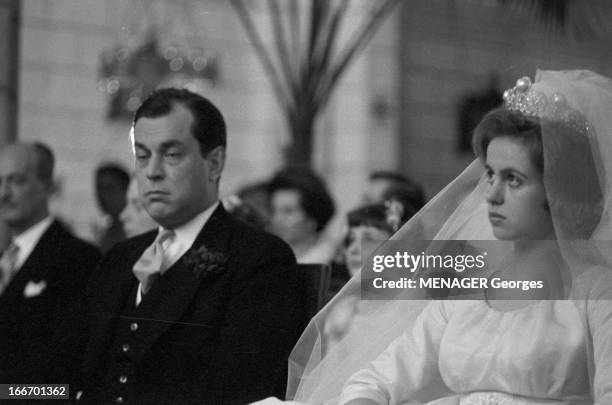 Marriage Of Ines De Luynes With Napoleon Murat In 1960. France, 5 juin 1960 dans la région de Tours : mariage d' Inès de LUYNES avec le prince...