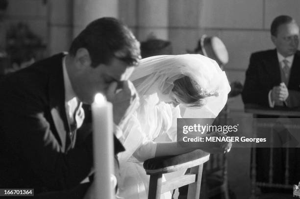 Marriage Of Ines De Luynes With Napoleon Murat In 1960. France, 5 juin 1960 dans la région de Tours : mariage d' Inès de LUYNES avec le prince...