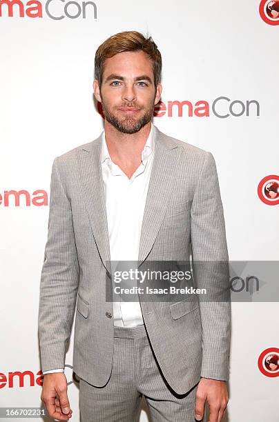 Actor Chris Pine arrives at a Paramount Pictures presentation to promote his upcoming film, "Star Trek Into Darkness" during CinemaCon at Caesars...