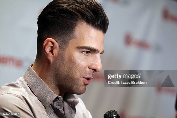 Actor Zachary Quinto arrives at a Paramount Pictures presentation to promote his upcoming film, "Star Trek Into Darkness" during CinemaCon at Caesars...
