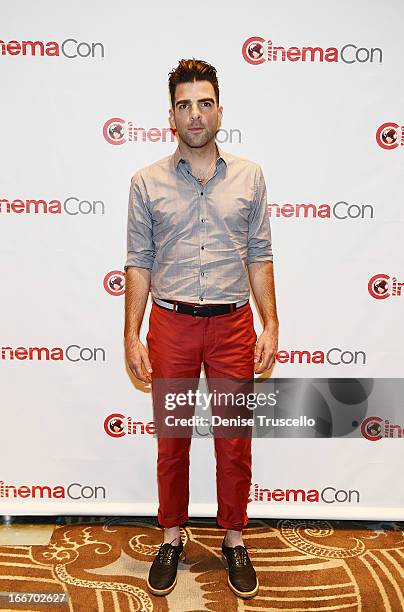 Zachary Quinto arrives at CinemaCon 2013 Paramount opening night party and presentation at Caesars Palace on April 15, 2013 in Las Vegas, Nevada.