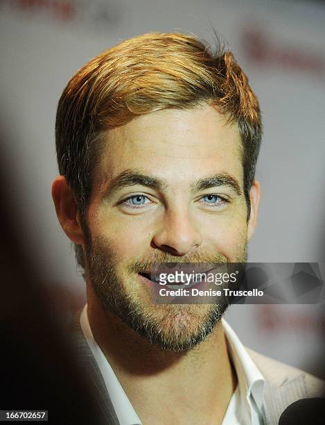 Chris Pine arrives at CinemaCon 2013 Paramount opening night party and presentation at Caesars Palace on April 15, 2013 in Las Vegas, Nevada.