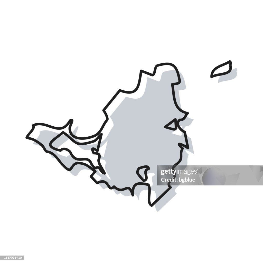 Sint Maarten Island map hand drawn on white background - Trendy design