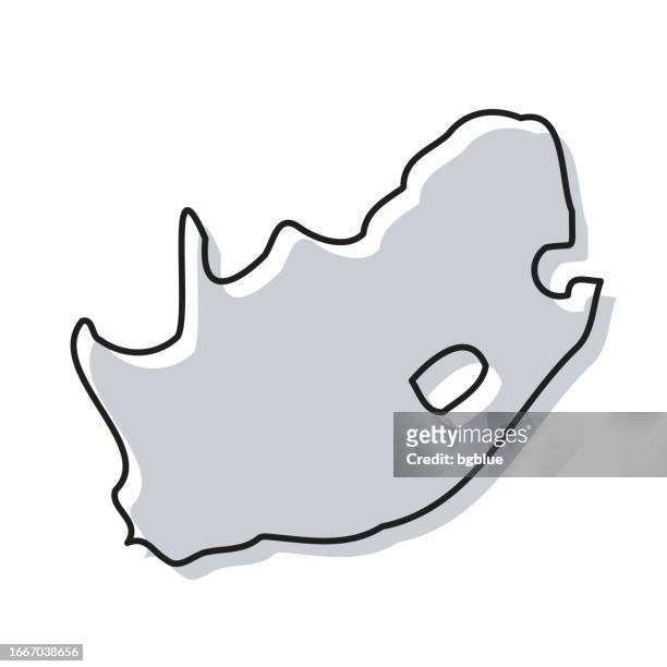 south africa map hand drawn on white background - trendy design - cape town stock illustrations