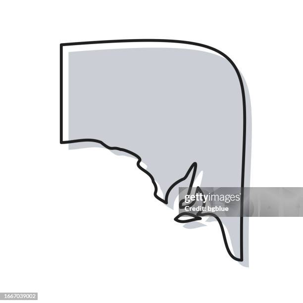 südaustralien karte von hand gezeichnet auf weißem hintergrund - trendiges design - south australia stock-grafiken, -clipart, -cartoons und -symbole