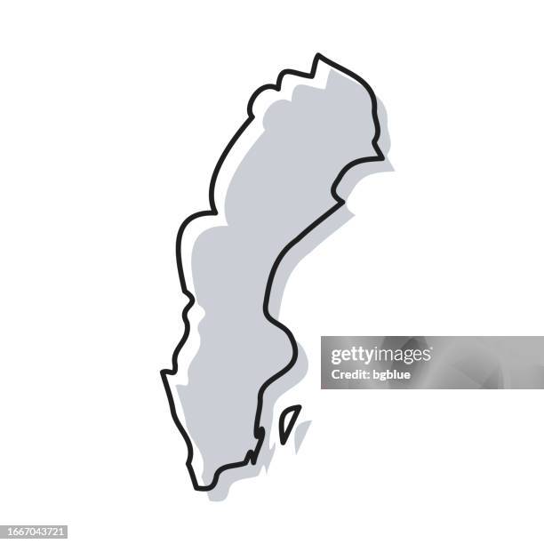 sweden map hand drawn on white background - trendy design - sweden stock illustrations