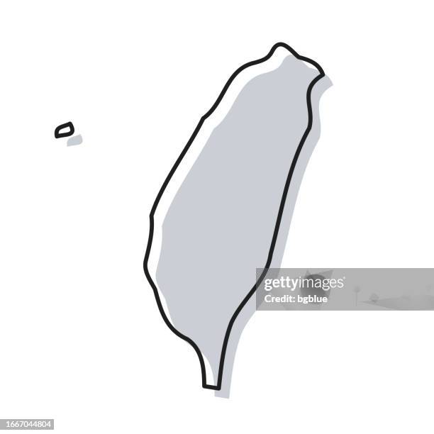 taiwan map hand drawn on white background - trendy design - taiwan map drawing stock illustrations