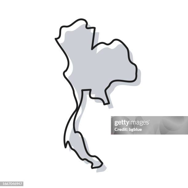ilustraciones, imágenes clip art, dibujos animados e iconos de stock de mapa de tailandia dibujado a mano sobre fondo blanco - diseño de moda - tailandia