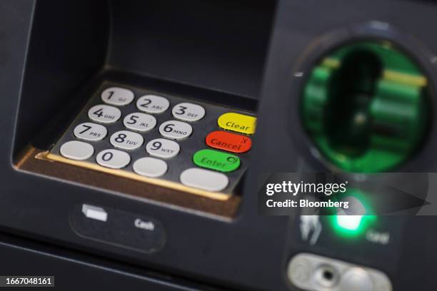 The key pad of an ATM at a HDFC Bank Ltd. Branch in Mumbai, India, on Tuesday, Sept. 12, 2023. HDFC Bank wants to use home lending as a gateway for...