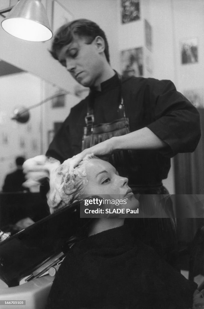 Romy Schneider And Alain Delon At The Hairdresser Alexandre