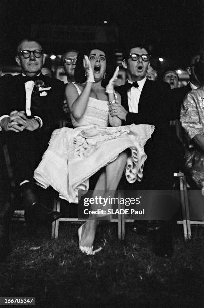 Elizabeth Taylor And Eddie Fisher Attend Boxing Match Patterson - Johansson. Le champion du monde Ingemar JOHANSSON le Suédois a perdu son titre...