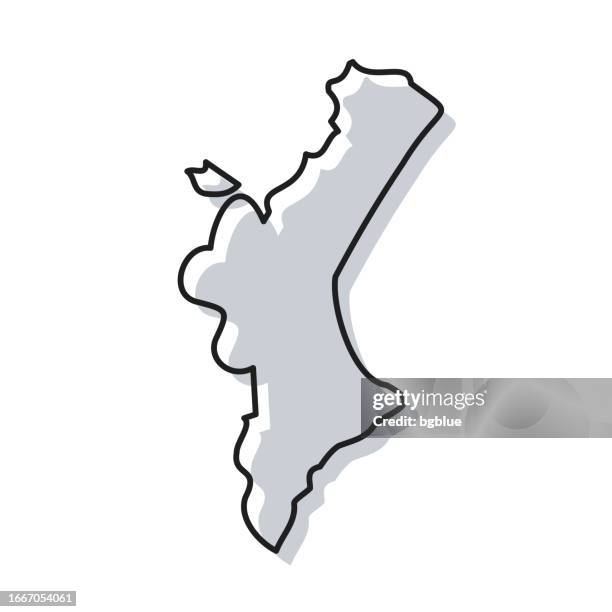 valencian community map hand drawn on white background - trendy design - valencia stock illustrations