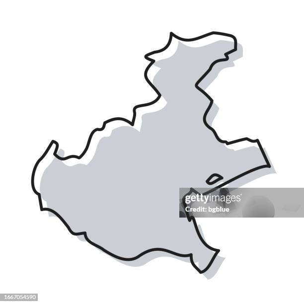 veneto map hand drawn on white background - trendy design - veneto stock illustrations