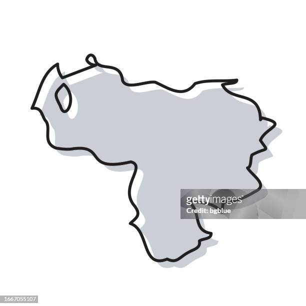ベネズエラ地図は白い背景に描かれた手 - トレンディなデザイン - venezuela点のイラスト素材／クリップアート素材／マンガ素材／アイコン素材
