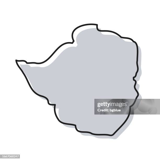 zimbabwe map hand drawn on white background - trendy design - zimbabwe stock illustrations