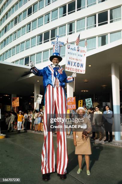 Republican Convention Of 1968 Presidential Election In Miami Beach Florida. Aux Etats-Unis, en Floride, à Miami Beach, en août 1968, lors de la...