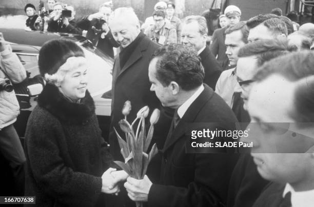 Richard Milhous Nixon In Bonn And Berlin. Berlin - 27 février 1969- Lors de son voyage officiel en Europe, le président Richard NIXON fait une escale...