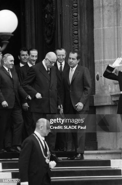 Visit Of Richard Nixon In Paris. En France, à Paris, en mars 1969, lors d'une visite officielle, Richard Milhous NIXON, Président des Etats-Unis, en...