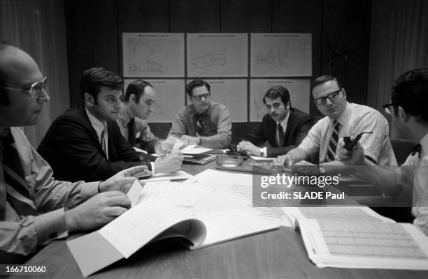 Wall Street. Aux Etats-Unis, à New York, 24 Juillet 1970, dans le quartier de Wall Street, à l'intérieur du New York Stock Exchange, dans un bureau,...