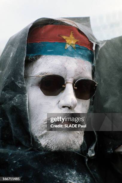 Miami, The Republican Convention Of 1972. A Miami, lors de la convention républicaine, portrait d'un militant contre la guerre au Vietnam, au visage...