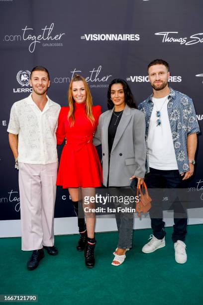 Riccardo Basile, Denise Schindler, Valentina Maceri and guest attend the .comTogether Girlbosses event by .comTessa on September 7, 2023 in...