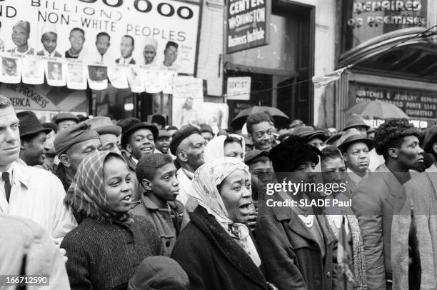 Gathering In The Memory Of Patrice Lumumba In Harlem, In New York. En 1961, aux Etats Unis, dans un rue, à Harlem, le quartier afro-américain de NEW...