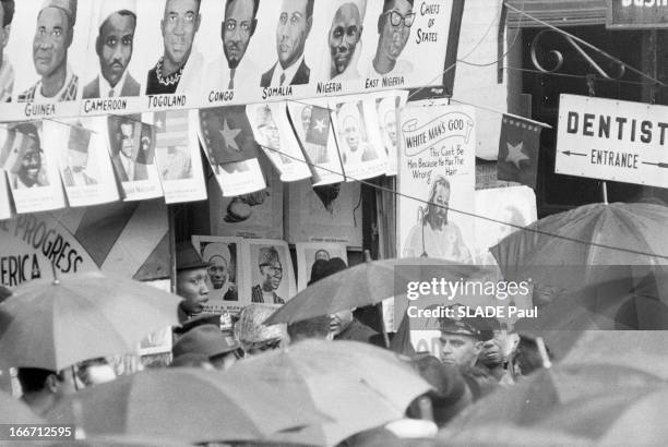 Gathering In The Memory Of Patrice Lumumba In Harlem, In New York. En 1961, aux Etats Unis, à Harlem, le quartier afro-américain de NEW YORK, à...