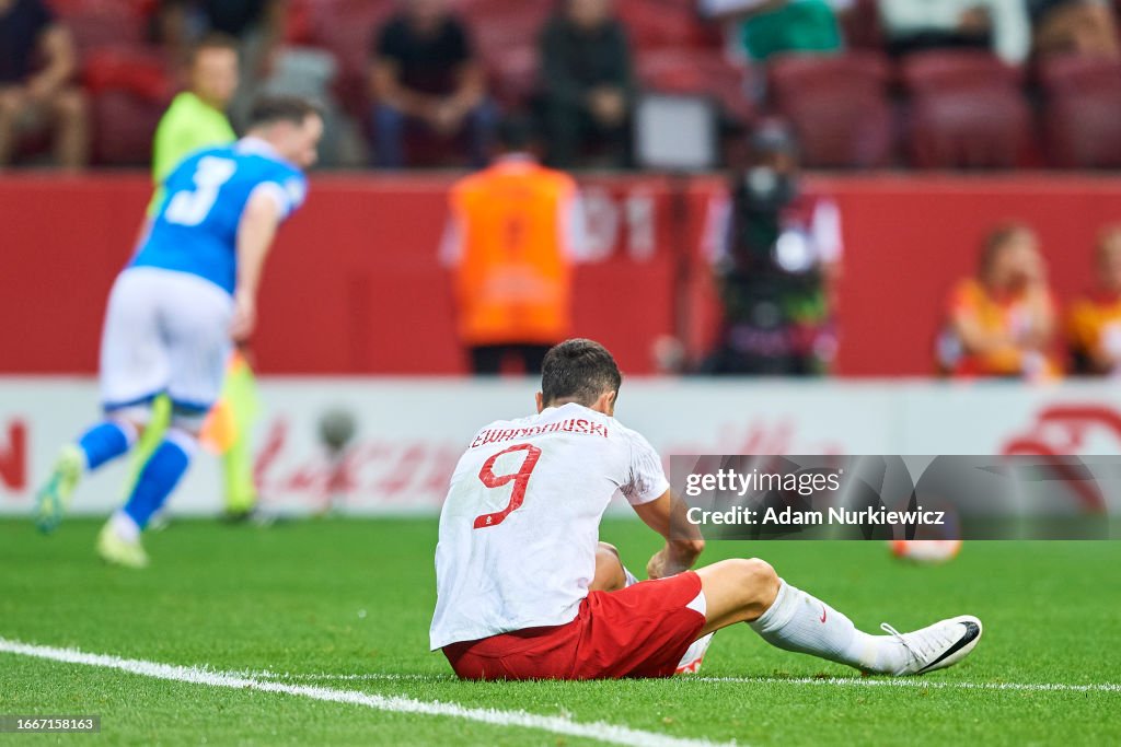 Robert Lewandowski from Poland sits on the pitch during the UEFA 2024...  News Photo - Getty Images