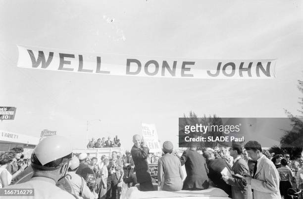 Return Of John Glenn After His Flight In Space. En fevrier 1962, aux Etats Unis, l'astronaute américain, John GLENN accueilli en héros national après...