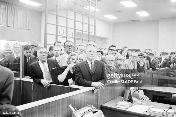 Wall Street, New York Stock Exchange. Aux Etats-Unis, le 29 mai 1962, lundi noir à Wall Street, la bourse de New York : la valeur des titres baisse...