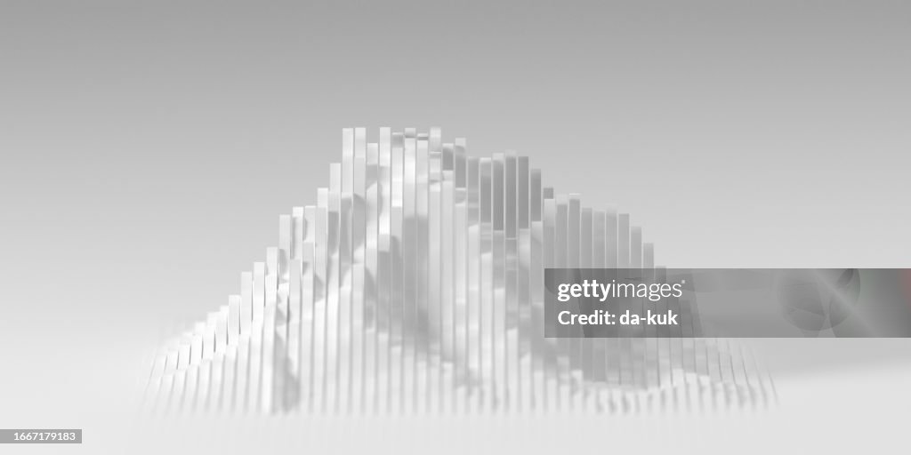Fundo 3D abstrato. Gráfico abstrato contra fundo cinza claro com profundidade de campo rasa e espaço de cópia
