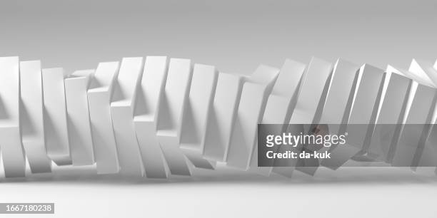 abstract 3d background. spiral shape made of rectangles render against light grey background with shallow depth of field and copy space - up in the air stock pictures, royalty-free photos & images