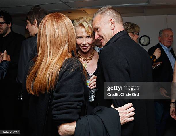 Patti Scialfa, Trudie Styler and Sting visit backstage following Rita Wilson's performance at 54 Below on April 15, 2013 in New York City.