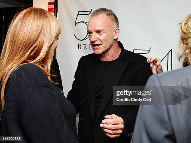 Patti Scialfa and Sting visit backstage following Rita Wilson's performance at 54 Below on April 15, 2013 in New York City.